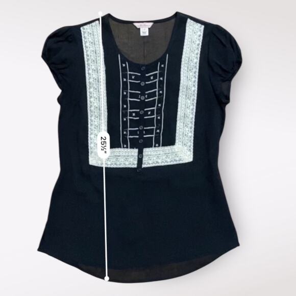 Intuitions Vintage Silk Tie-Back Sheer Blouse Womens Size 2 Black Coquette‎ - Picture 4 of 8